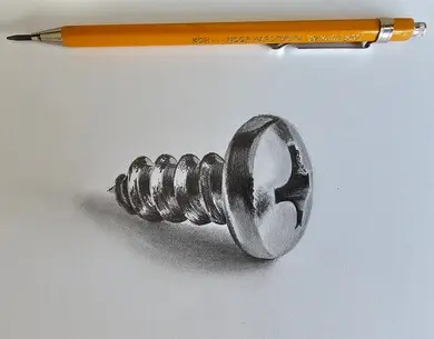 рисунок шурупа карандашом из курса Как это нарисовать
