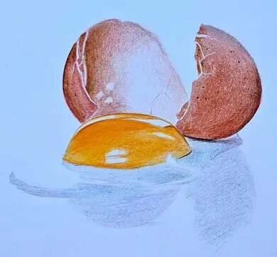 рисование яйца цветными карандашами