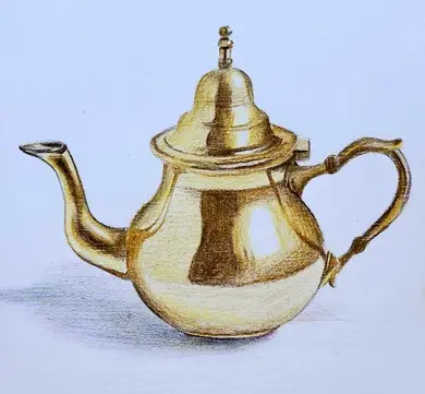 рисование чайника цветными карандашами