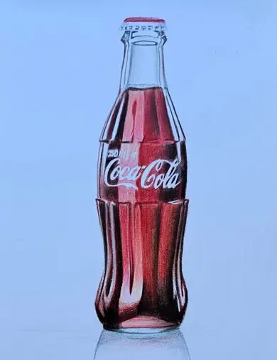 рисование кока колы цветными карандашами