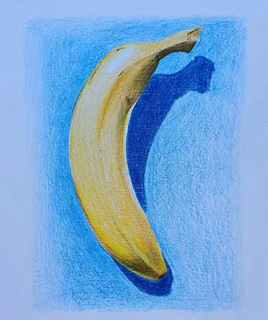 рисунок банана цветными карандашами
