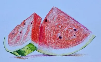 рисование дольки арбуза цветными карандашами