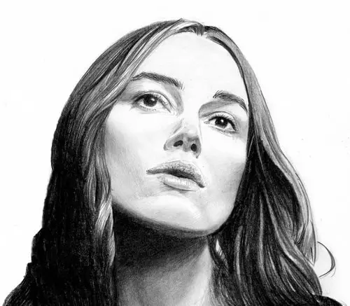 Keira Knightley's portrait is drawn in pencil