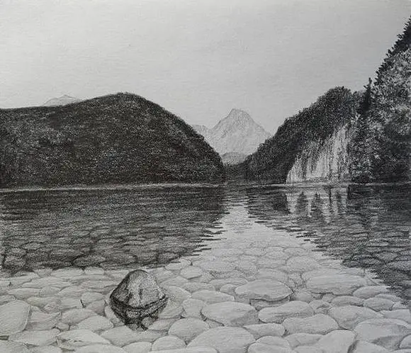 рисунок прозрачной воды из курса Как нарисовать пейзаж