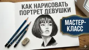 Портрет девушки с прической каре графитным карандашом — урок рисования от Юрия Синчукова