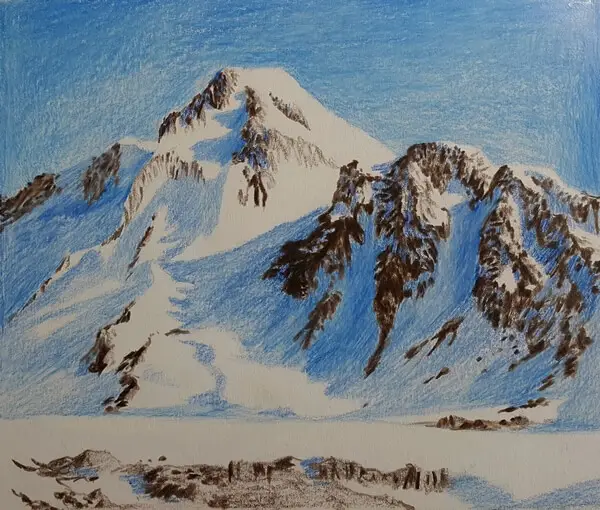 рисунок пейзажа цветными карандашами